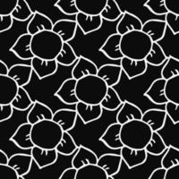 Seamless floral vector pattern. Doodle vector with floral pattern on black background. Vintage floral pattern, sweet elements background for your project, menu, cafe shop