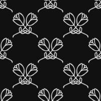 Seamless floral vector pattern. Doodle vector with floral pattern on black background. Vintage floral pattern, sweet elements background for your project, menu, cafe shop