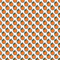 Seamless pattern with orange icons. Colored orange background. Doodle vector illustration with fruits