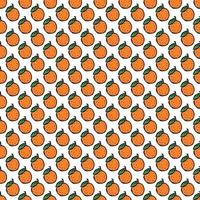 Seamless pattern with orange icons. Colored orange background. Doodle vector illustration with fruits