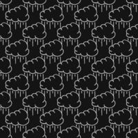 Seamless pattern with rainy clouds. Black and white doodle rainy clouds. Doodle cumulonimbus icons. cumulonimbus seamless pattern vector