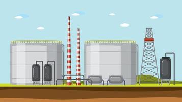 Oil industry factory cartoon design vector