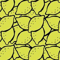 Seamless lemon pattern. Doodle vector with yellow lemon icons. Vintage lemon pattern