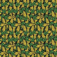 Seamless pattern with yellow corn icons. Colored corn background. Doodle vector illustration with vegetables