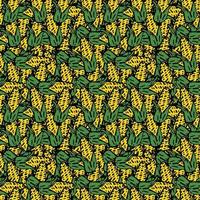 Seamless pattern with yellow corn icons. Colored corn background. Doodle vector illustration with vegetables