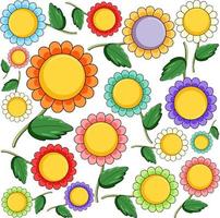 Colorful flowers on white background vector