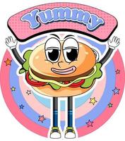 Funny hamburger cartoon character vector