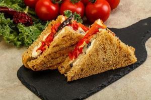 Club sandwich with eggplant and cheese photo