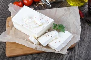 Feta cheese on board photo