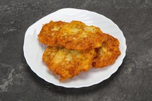 Roasted potato pancakes in the bowl photo