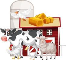 Farming theme with many animals vector