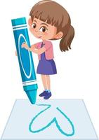 A girl drawing on a paper on white background vector