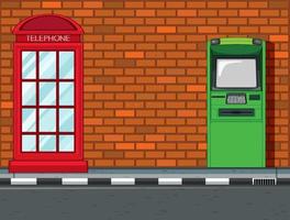 Empty scene with ATM on street in the city vector