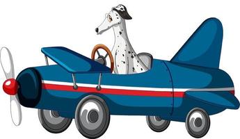 A dog driving plane on white background