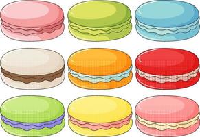 Macarons in nine flavors vector