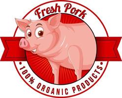 Pig cartoon character logo for pork products vector