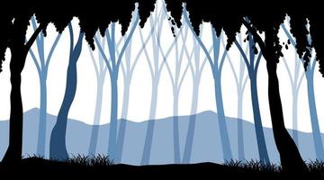 silueta, sombra, de, bosque, escena vector