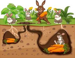 Underground animal hole in cartoon style vector