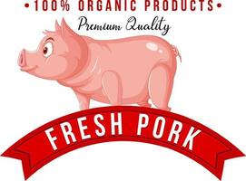 Pig cartoon character logo for pork products vector