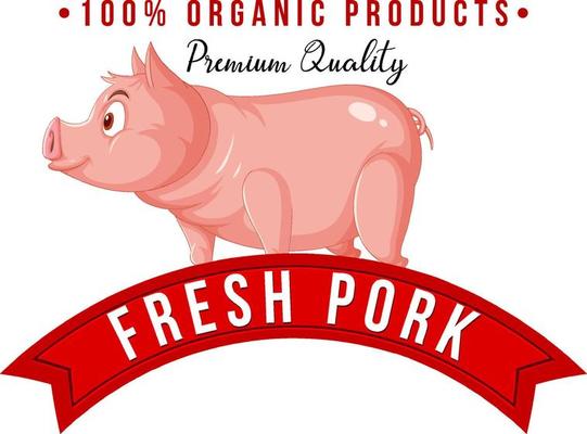 Pig cartoon character logo for pork products