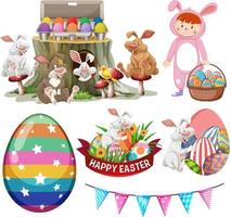 Easter theme with bunny and eggs vector