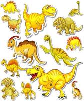 conjunto de pegatinas de diferentes dibujos animados de dinosaurios vector