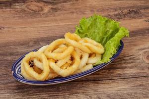 Roasted squid rings with salad photo