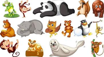 Wild animals on white background vector