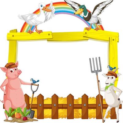 Sign board with animal farm on white background