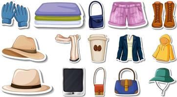 Sticker set of clothes and accessories vector