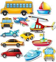 Sticker set of different vehicles vector