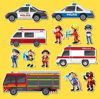 Sticker set of professions characters and objects vector