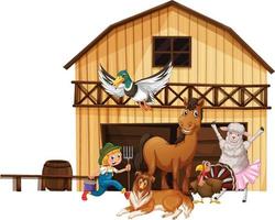 Farming theme with many animals vector