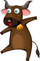 Brown cow cartoon character vector