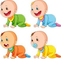 Set of cute babies cartoon vector