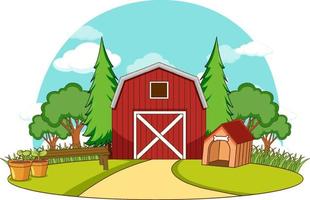 A simple barn in nature background vector