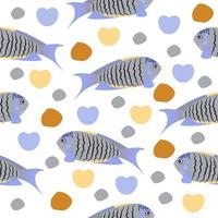 Blue-grey angelfish, seamless pattern vector