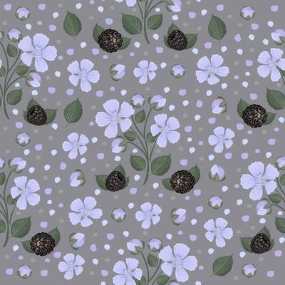 Blackberry seamless pattern with grey background
