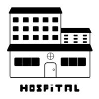 hospital, ilustración monocromática vector