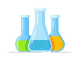 Vector illustration of flasks and test tubes isolated on a white background.