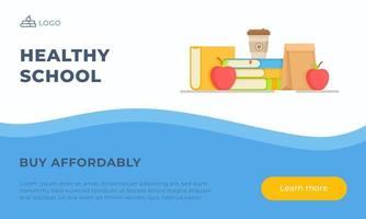 Vector illustration of a healthy school. Back to school for a new concept of normalcy.