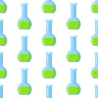 Vector illustration of the pattern of chemical test tubes and flasks.