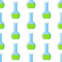 Vector illustration of the pattern of chemical test tubes and flasks.