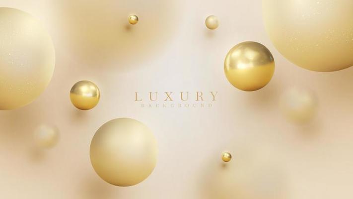 Luxury background with 3d golden ball and blur effect element with glitter light decoration.