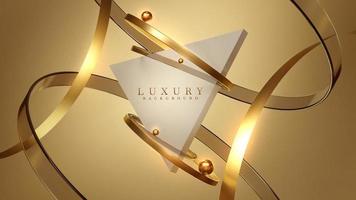 Luxury background with triangle shape frame with gold circle element and ball decoration and glitter light effect. vector