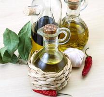 Olive oil in the bottles photo