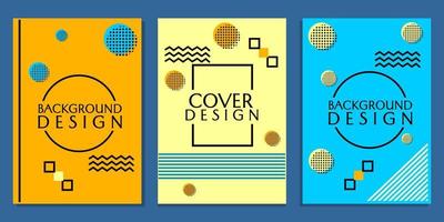 conjunto de portadas con fondos estilo memphis y elementos geométricos abstractos. utilizado para diseños de presentación, portadas, pancartas vector