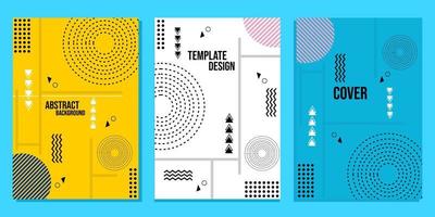 set of book cover templates with abstract geometric memphis background. used for poster design, presentation vector