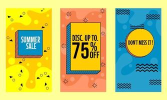 set of social media templates for summer discount advertising promotion.flat style design vector