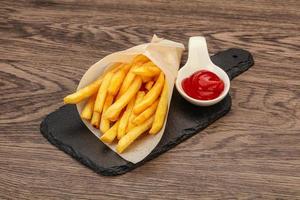 French Fry with tomato sauce photo